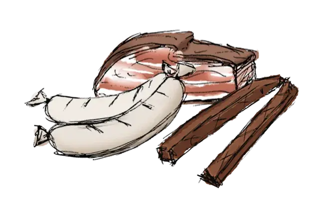 Zeichnung: Blut- und Leberwurst